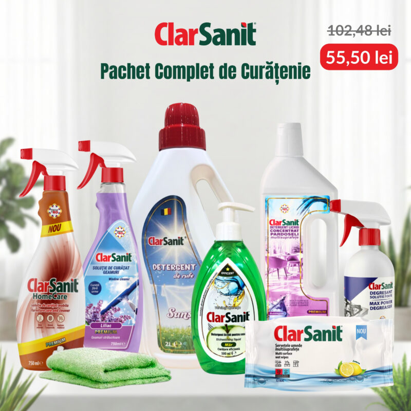 Pachet de curățenia, 7 porduse de curățenie la doar 55.50 lei