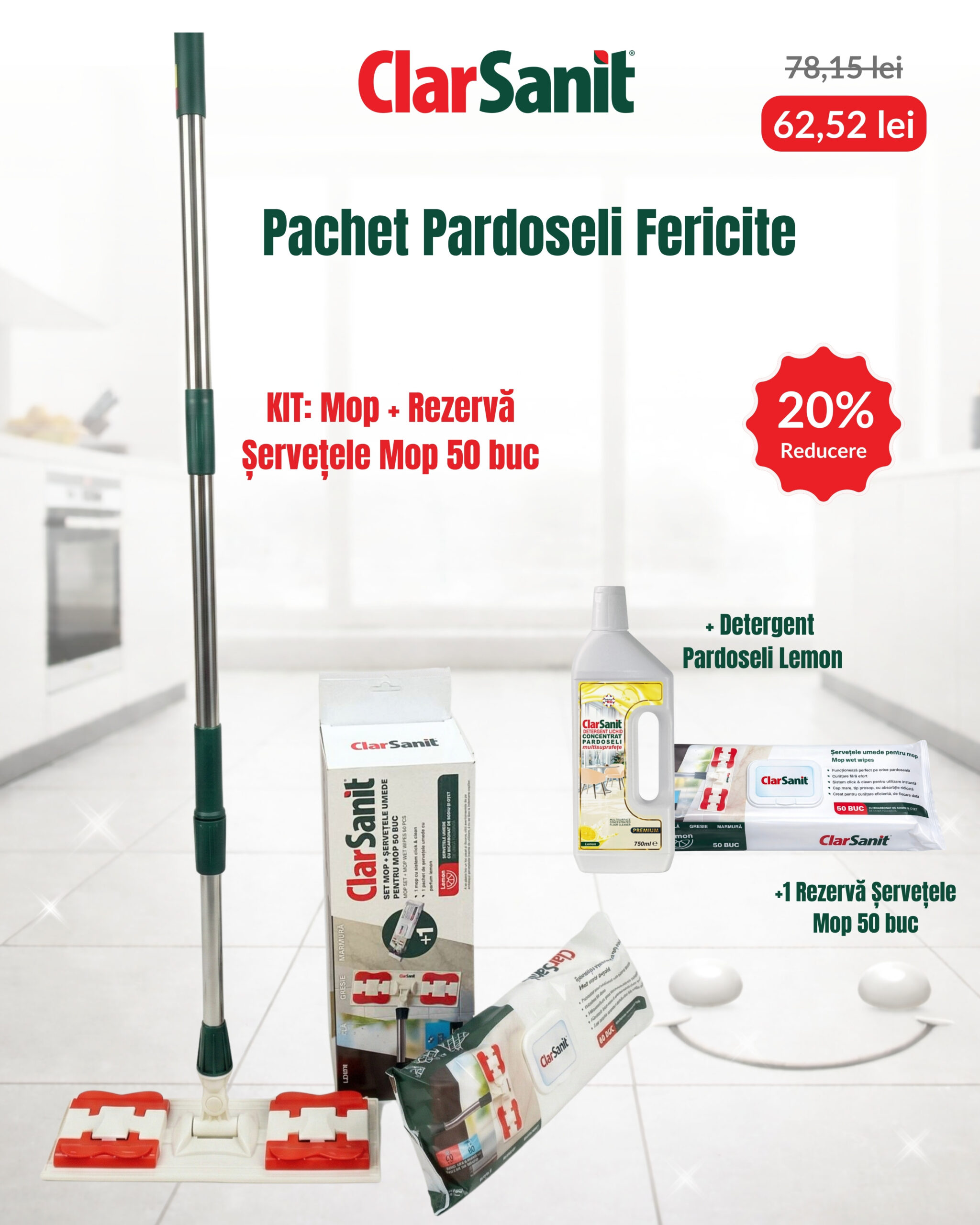kit mop+rezerva+servetele