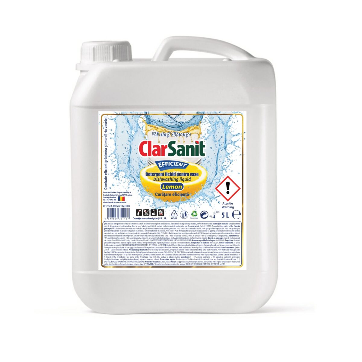 ClarSanit Detergent de vase EFFICIENT Lemon 5L