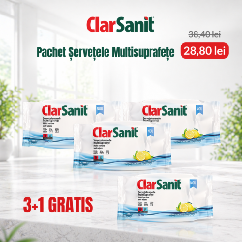 Șervețele multisuprafețe ClarSanit 72 buc – Pachet 3+1 GRATIS - imagine 1