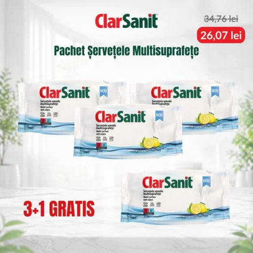 Șervețele multisuprafețe ClarSanit 72 buc – Pachet 3+1 GRATIS - imagine 1